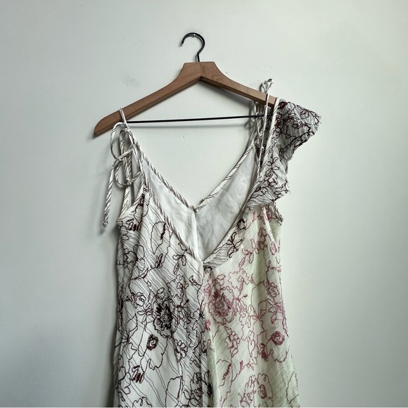 Aritzia Wilfred Lelaina Mini Dress Mauve Mousse Java Embroidered Floral Flounce - Picture 12 of 15